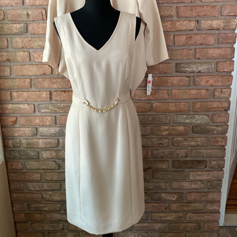 Alex Marie Cream and Gold Chain Detail Dress and Jacket Size 6 NWT - Picture 2 of 14